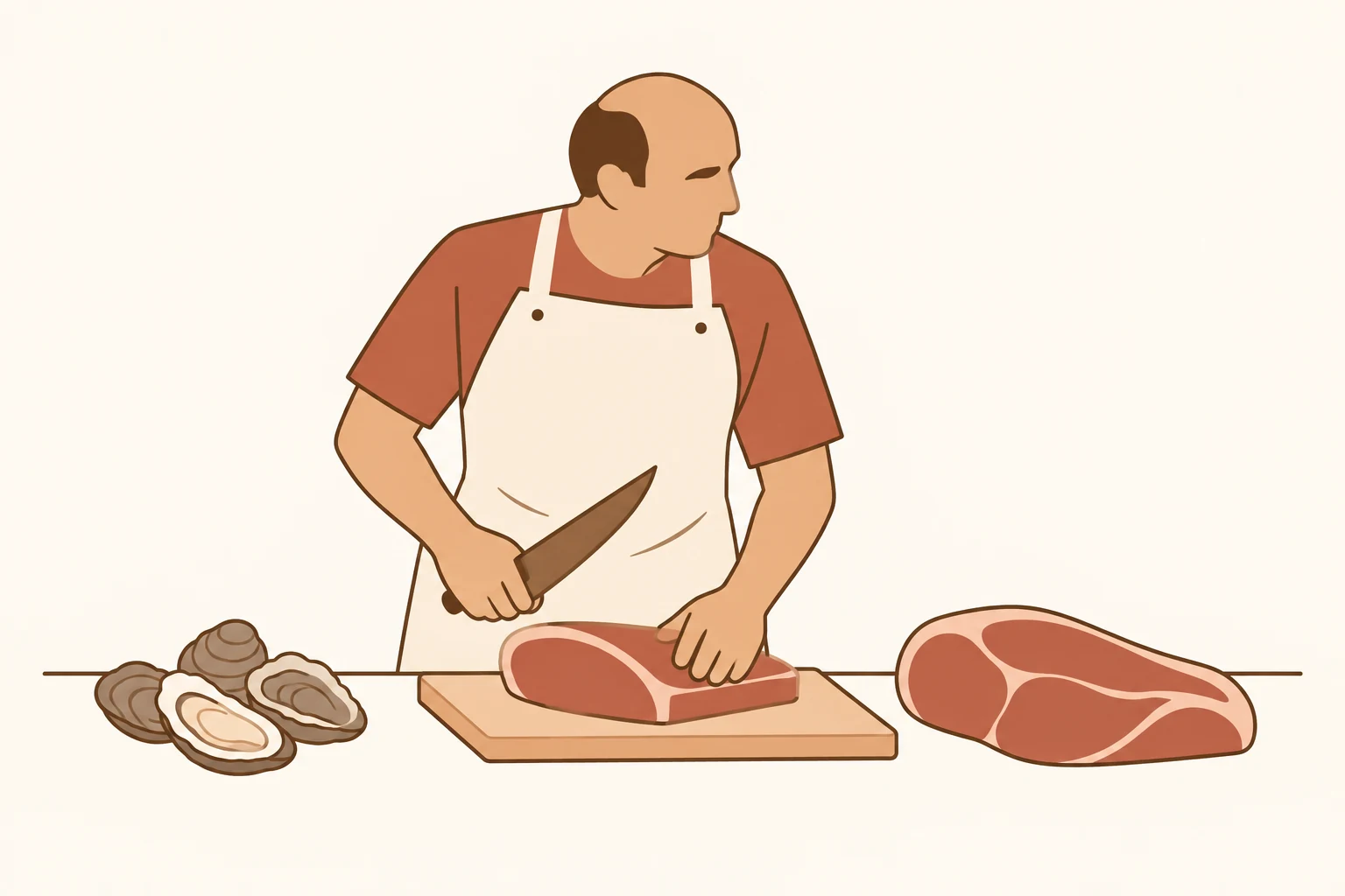 Stylized illustration: butcher photograph